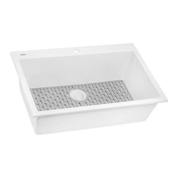 Ruvati Drop-in Topmount Granite Composite Single Bowl Kitchen Sink - Arctic White