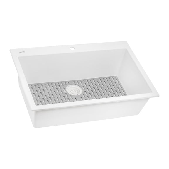 Ruvati Drop-in Topmount Granite Composite Single Bowl Kitchen Sink - Arctic White