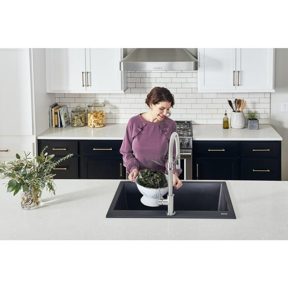 Ruvati Drop-in Topmount Granite Composite Single Bowl Kitchen Sink - Midnight Black
