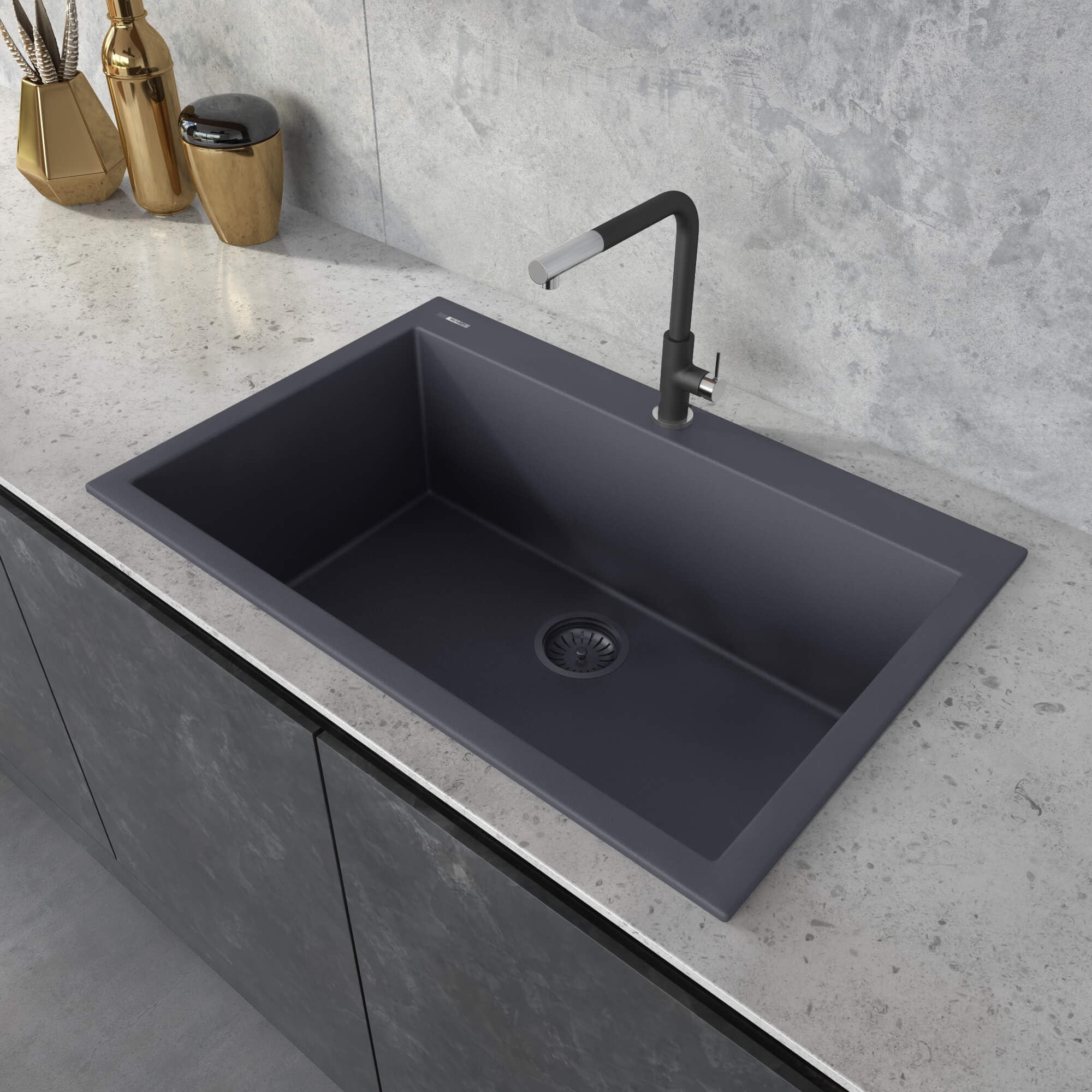 Urban Gray 33" Granite Composite Single Bowl Kitchen Sink