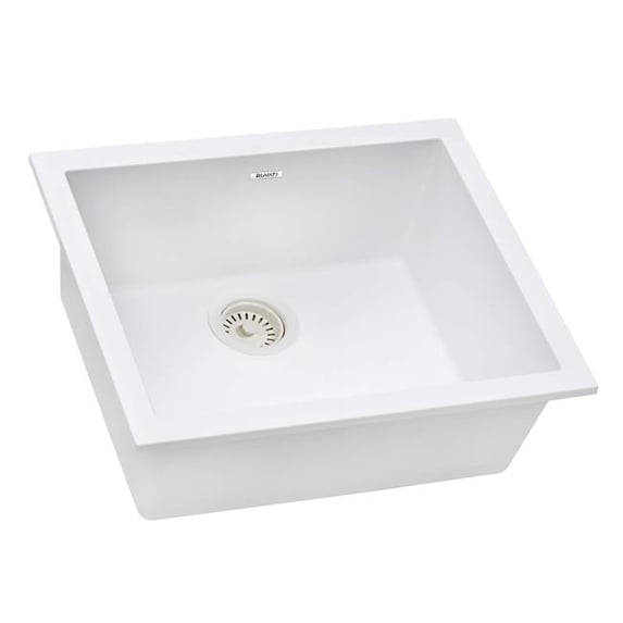 Ruvati RVG2023WH 23 x 17 in. Granite Composite Undermount Single Bowl Kitchen Sink, Arctic White