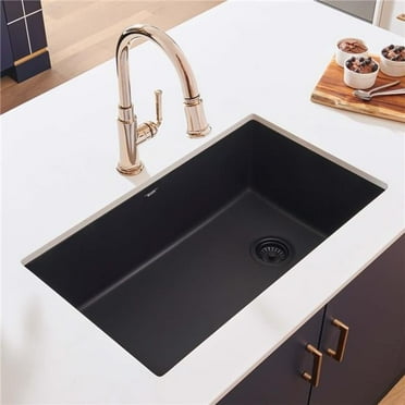 Ruvati USA RVG2033BK 32 x 19 in. Epi Granite Undermount Granite Composite Single Bowl Kitchen Sink, Midnight Black