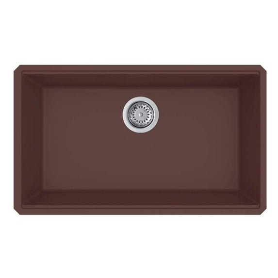 Ruvati RVG2080ES 32 x 19 in. Granite Composite Undermount Single Bowl Kitchen Sink, Espresso Brown