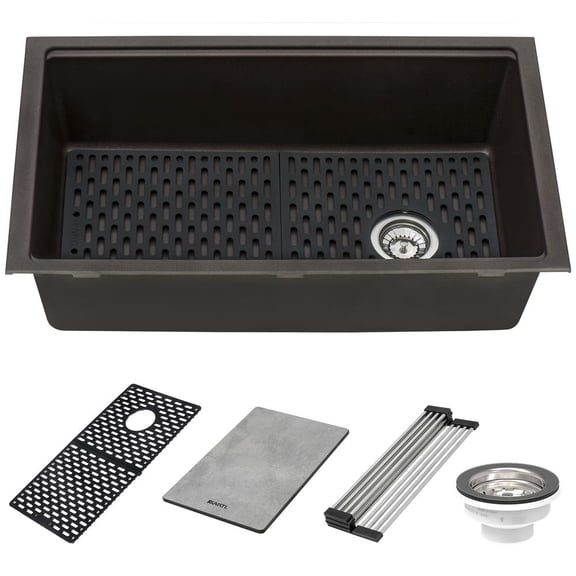 Ruvati Granite Composite Undermount Workstation Kitchen Sink Coffee Brown