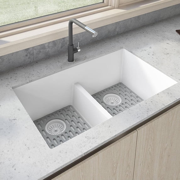 Ruvati RVG2385WH 33 x 19 inch Undermount Arctic White Bowl Kitchen Sink