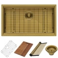 thumbnail image 1 of Ruvati 27in Polished Brass Matte Gold Workstation Undermount Kitchen Sink Single Bowl, 1 of 13