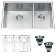 Ruvati Rvh7515 Nesta 32" Undermount Double Basin 16 Gauge Stainless Steel Kitchen Sink -
