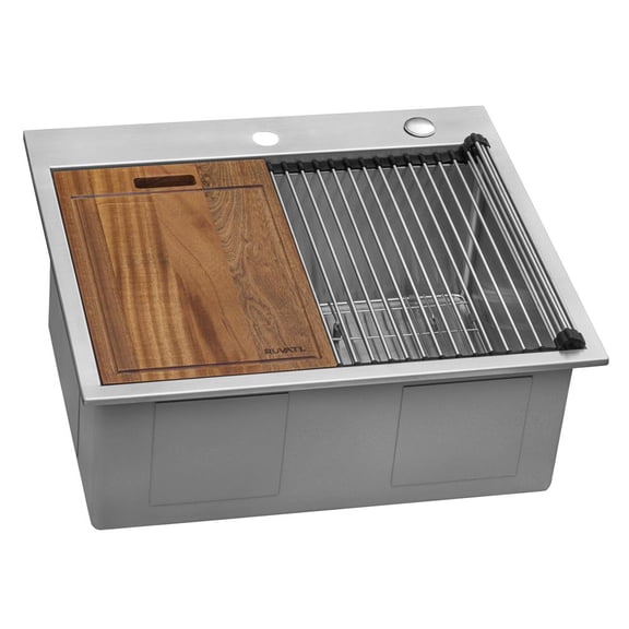 Ruvati Rvh8023 Siena 25" Drop-In Single Basin Stainless Steel Kitchen Sink - Stainless