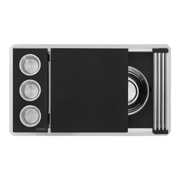 Ruvati USA RVH8224 33 in. Workstation Two-Tiered Ledge Undermount 16 Gauge Stainless Steel Kitchen Sink