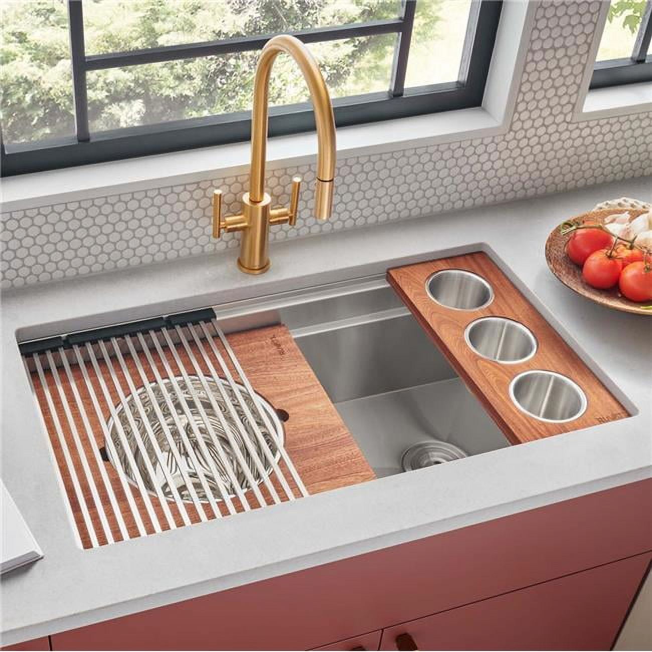 Ruvati 36" Stainless Steel Dual Tier Workstation Kitchen Sink