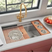 Ruvati Rvh8299 Dual-Tier 39" Undermount Single Basin Stainless Steel Kitchen Sink -