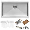 thumbnail image 1 of Ruvati 32-inch Workstation Ledge Undermount 16 Gauge Kitchen Sink Single Bowl, 1 of 18