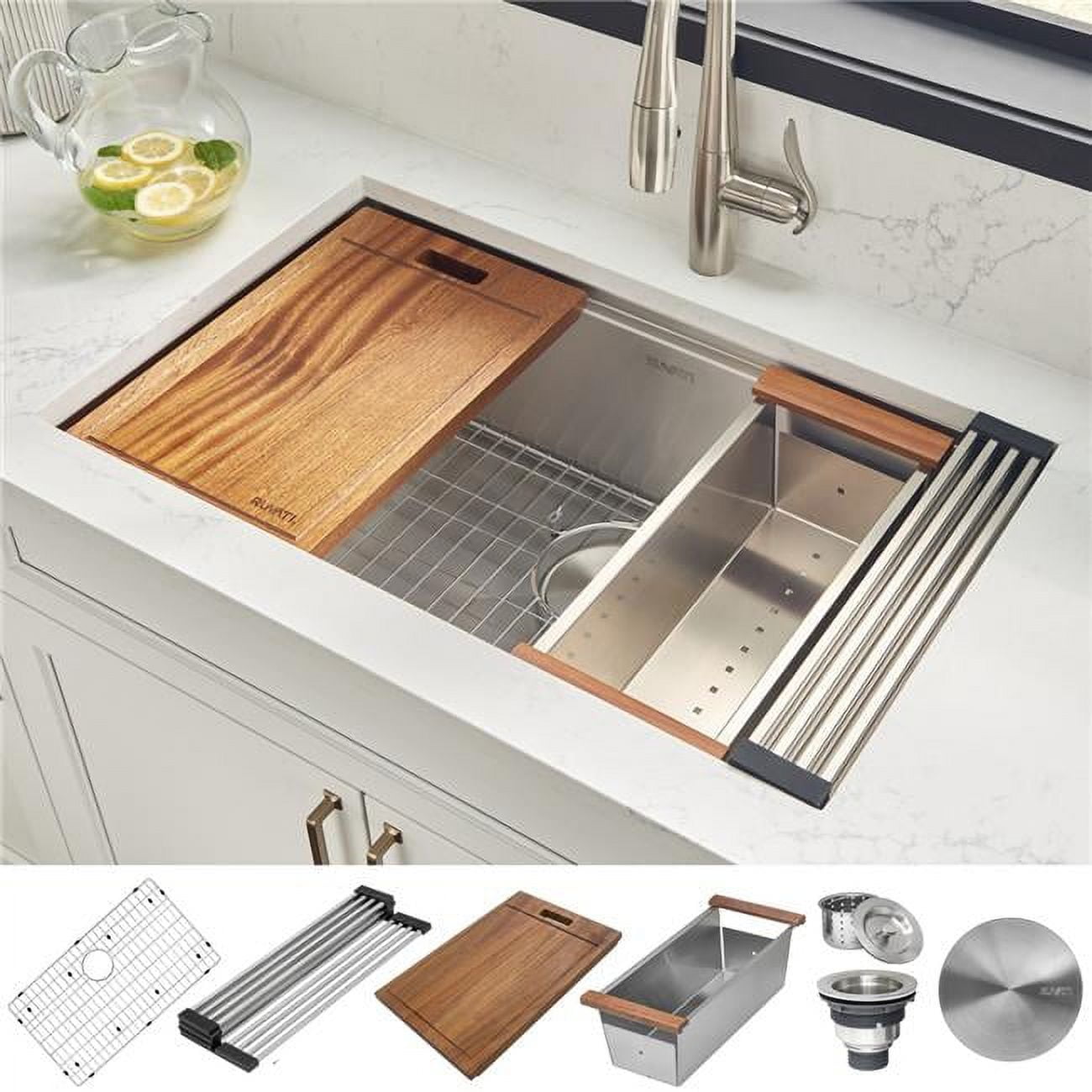 Ruvati RVH8310 30-inch Workstation 16 Gauge Stainless Steel Kitchen Sink