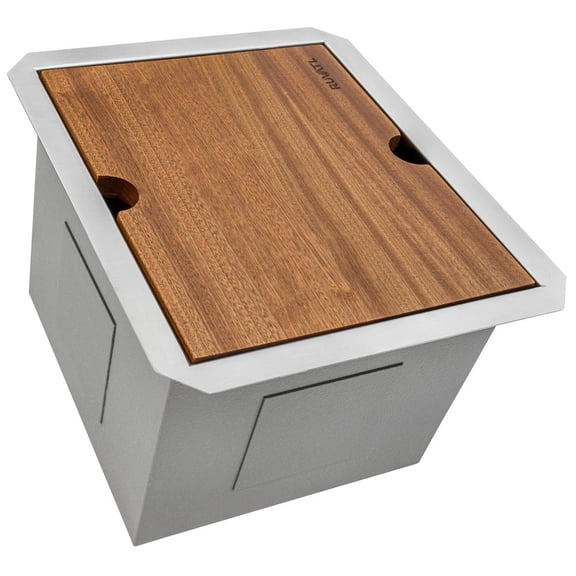 Ruvati 13 in Workstation Prep Sink with Cover Undermount 16 Gauge Single Bowl