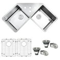 thumbnail image 1 of Ruvati Corner Butterfly Undermount Kitchen Sink 16 Gauge 44" Double Bowl, 1 of 15