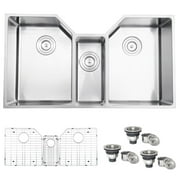 Ruvati 35 Triple Bowl Undermount 16 Gauge Stainless Steel Kitchen Sink