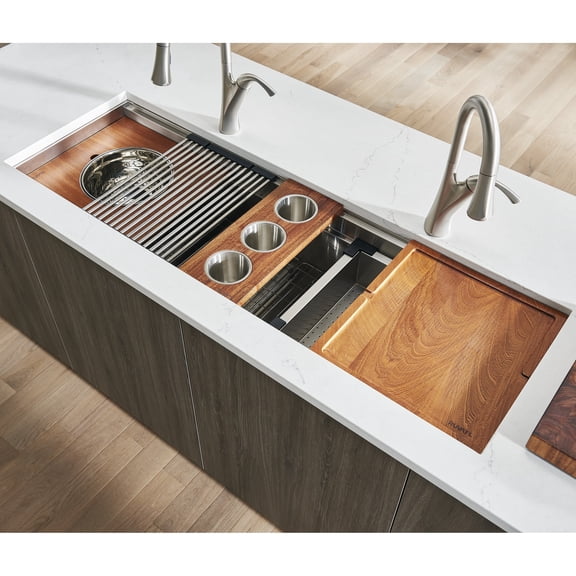 Ruvati 57-inch Workstation Ledge Kitchen Sink Undermount 16 Gauge Stainless Steel - RVH8555