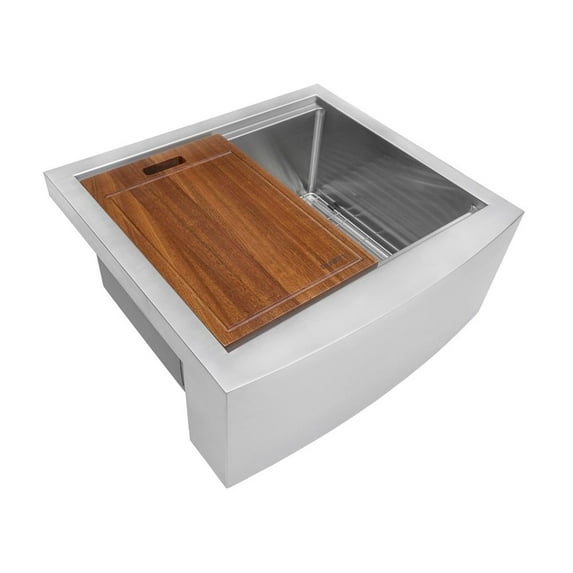 Ruvati 24-inch Apron-front Workstation Kitchen Sink 16 Gauge Single Bowl