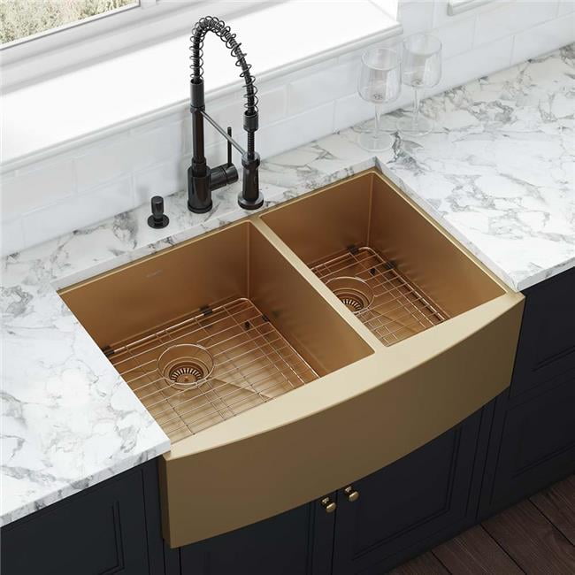 Gold Stainless Steel Double Bowl Farmhouse Sink