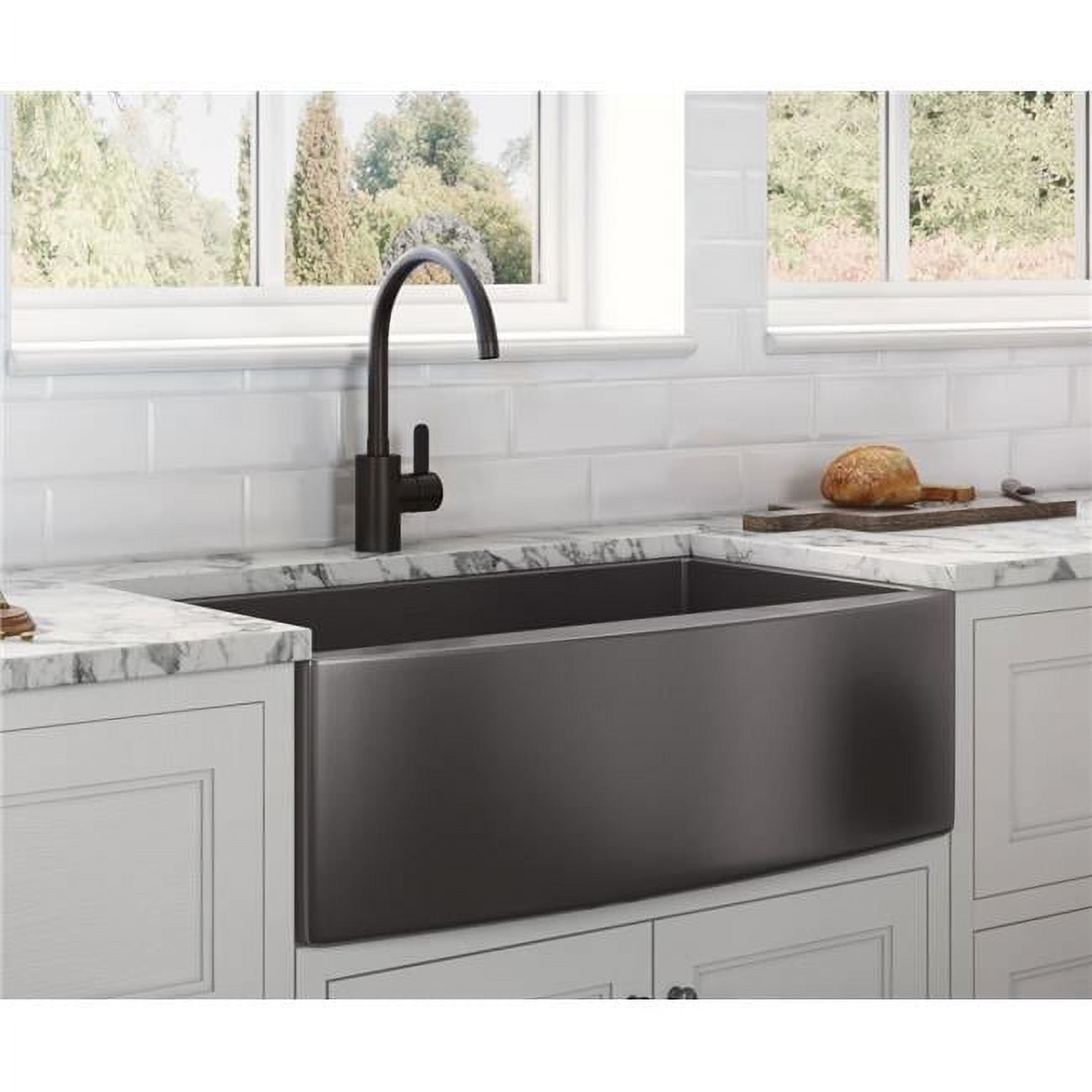 Gunmetal Black Stainless Steel Farmhouse Apron-Front Kitchen Sink