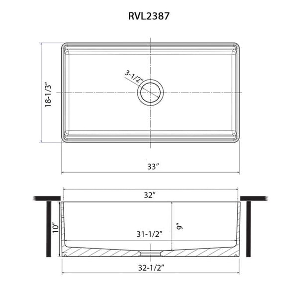 Ruvati USA RVL2387BS 33 in. Fireclay Workstation Farmhouse Kitchen Sink Apron Front Single Bowl, Biscuit & Sand