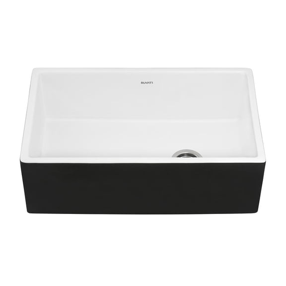 Ruvati 30-inch Fireclay Farmhouse Offset Drain Kitchen Sink Single Bowl