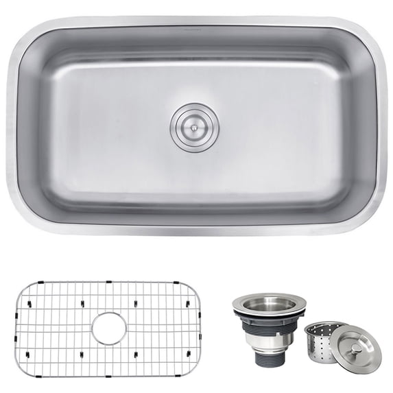 Ruvati RVM4200 Undermount Stainlesss Steel 32" Kitchen Sink Single Bowl