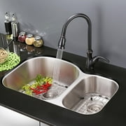 Ruvati Rvm4600 Varna 34" Undermount Double Basin 16 Gauge Stainless Steel Kitchen Sink -