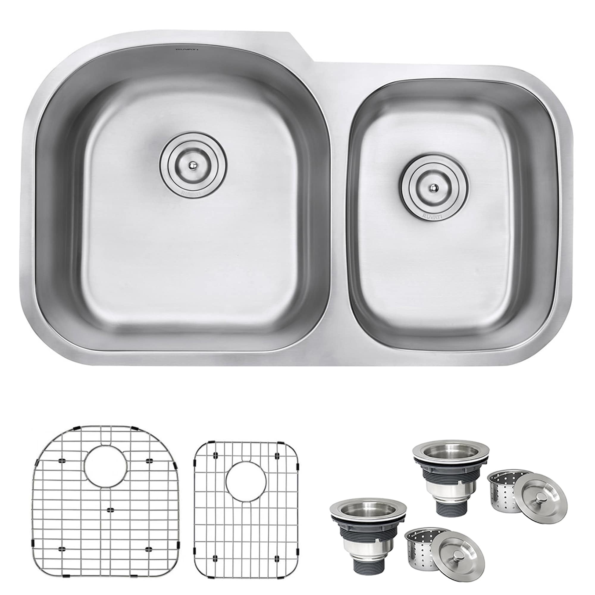 Ruvati 34-Inch Stainless Steel Double Bowl Undermount Kitchen Sink