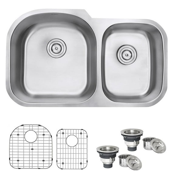 Ruvati 34-inch Undermount 60/40 Double Bowl 16 Gauge Kitchen Sink