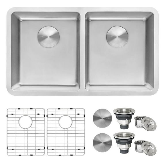 Ruvati 31-inch Undermount Kitchen Sink 50/50 Double Bowl 16 Gauge