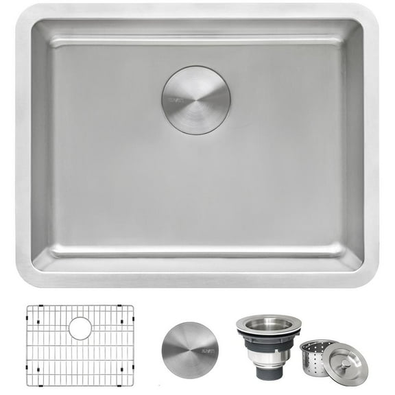 Ruvati Rvm5908 Modena 23" Undermount Single Basin 16 Gauge Stainless Steel Kitchen Sink -