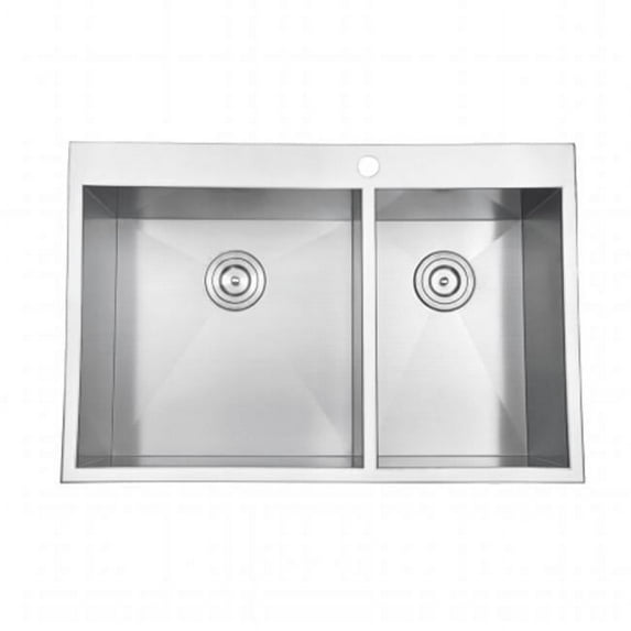 Ruvati Tirana Overmount 16 Gauge 33 in. Double Bowl Kitchen Sink - Stainless Steel