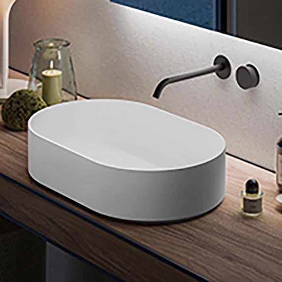 Ruvati 23-inch Matte White epiStone Solid Surface Modern Bathroom Vessel Sink