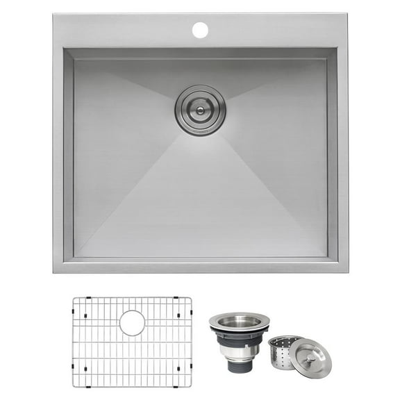 Ruvati 25" Drop-in Topmount 16 Gauge Stainless Steel Single Bowl Kitchen Sink