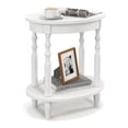 thumbnail image 1 of Ruvellia 2-Tier End Table with Storage Shelf, Narrow Oval Nightstand with Solid Wood Legs for Small Space, Compact Sofa Side Table for Living Room, Bedroom - Espresso/White, 1 or 2 Pieces, 1 of 9
