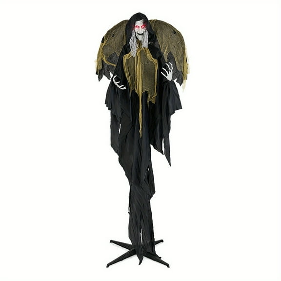 Ruvellia 8.2 Ft Halloween Standing Witch, Voice Activated Animatronic Ghost W/ Lighted Eyes, Automatic Wing Movement & Terrifying Sounds, For Store Display