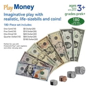 Ruvince 180pcs Kids Learning Play Money and Coin Set Educational Prop Money to Build Kids Math Counting Skills Ages 5 and up