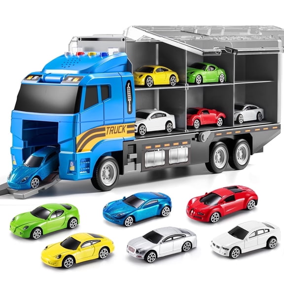 Ruvince Transport Cars Carrier Set Toys , Vehicles Truck Race Model Car Toys for Toddler Age 3-9 Kids Boys & Girls