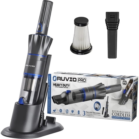 Ruvio Pro Handheld Vacuum Cordless for Home and Car, Lightweight Portable Hand Held Vacuums Cordless Works on Pet Hair, Floor, Hard Wood, 2X HEPA Filtration, Crevice Nozzle Included