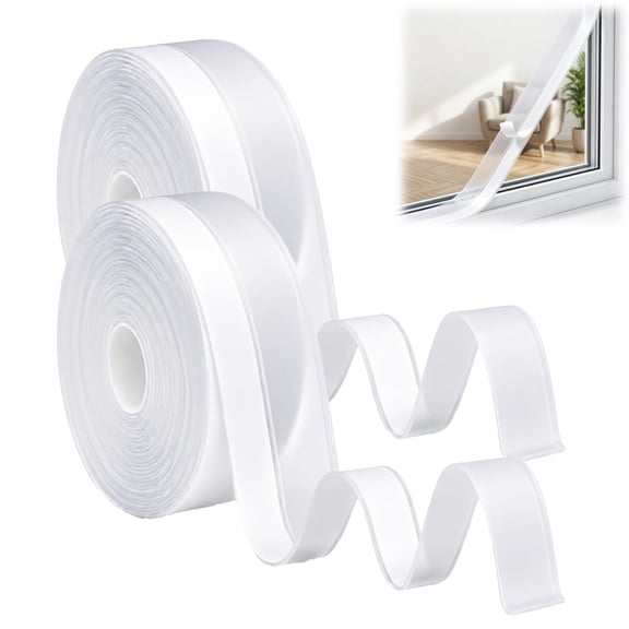 Ruxacty Weather Stripping Tape, Self Adhesive Door Seal Strip for Draft Reduction, Dust and Noise Control, 16.4 Ft x 1.38 in for Doors Windows Sliding Doors (Transparent,2PCS)