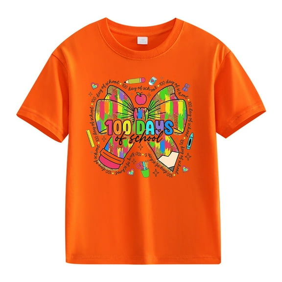 Ruyang 100 Days of School Shirt for Boys Girls Kids Bow Pencil Happy 100th Day of School T-Shirt Celebration Top 2025