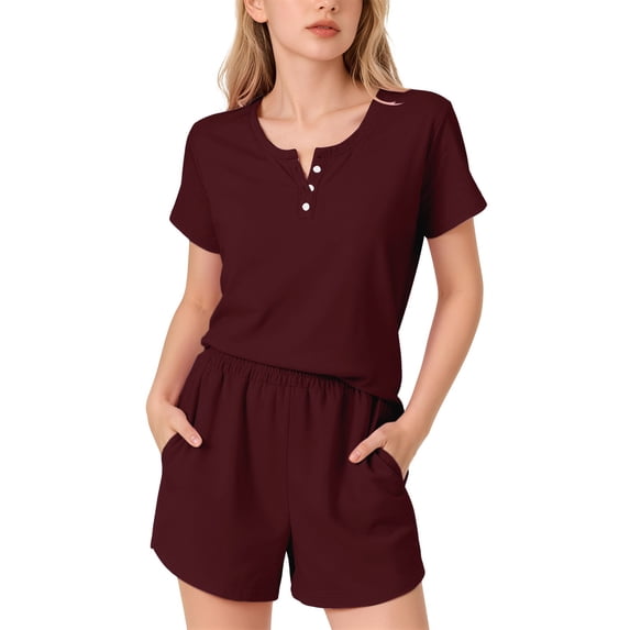 Ruyang 2 Piece Outfits for Girls Solid Button Short Sleeve Tops and Wide Leg Shorts Sets Summer Athletic Jogger Clothes
