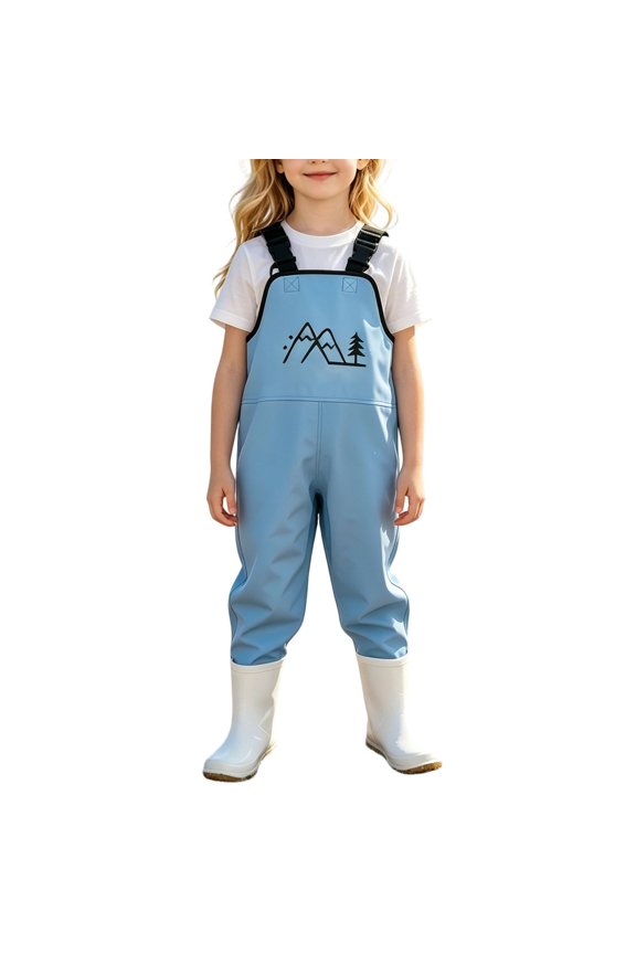 2 Piece Rain Gear Set for Kids Letter Print Suspender Rain Pants Waterproof Rain Boots Outdoor Active Wear Sets