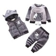 thumbnail image 1 of Ruyang 3 Piece Baby Boys Girls Clothes Cat Print Long Sleeve Pullover Hooded Zipper Vest Thick Pants Outfits Fall Warm Sets for Toddler, 1 of 3