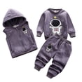 thumbnail image 1 of Ruyang 3 Piece Baby Boys Girls Clothes Cat Print Long Sleeve Pullover Hooded Zipper Vest Thick Pants Outfits Fall Warm Sets for Toddler, 1 of 8
