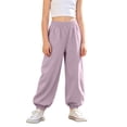 thumbnail image 1 of Ruyang 3T-15Years Girls Lightweight Baggy Joggers Elastic Waist Wide Leg Pants Kids Teen Hip Hop Dance Casual Sports Trousers, 1 of 7