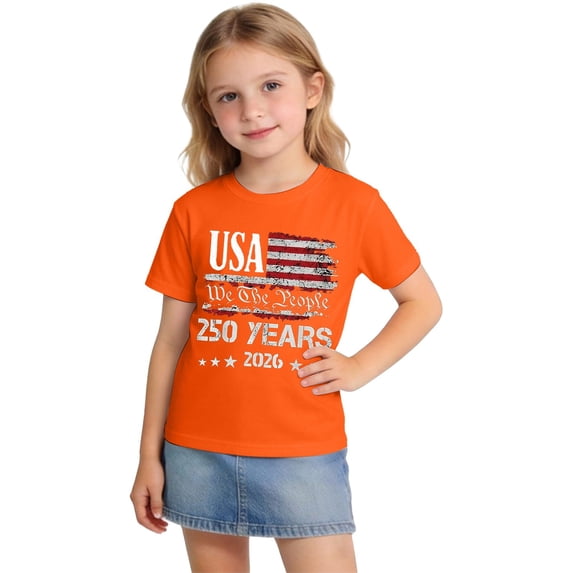 Ruyang 4th of July T Shirts for Kids America Flag Print Patriotic Crewneck Short Sleeve Summer 250th Anniversary Tee Tops