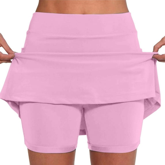 Ruyang Athletic Shorts Women Pocketed Pants Solid Color Mid Waist Culottes Short Skirts Skinny Pants Comfy Ladies Yoga Shorts