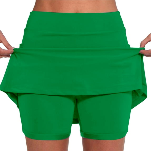 Ruyang Athletic Shorts Women Pocketed Pants Solid Color Mid Waist Culottes Short Skirts Skinny Pants Comfy Ladies Yoga Shorts